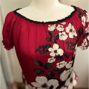 White House Black Market Floral Off-Shoulder Blouse size M
